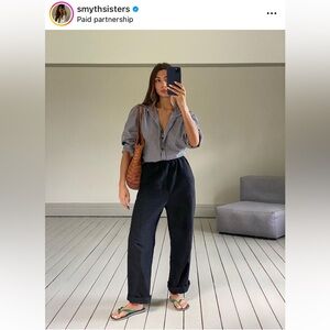 Toteme stretch linen black slacks size 36 like new